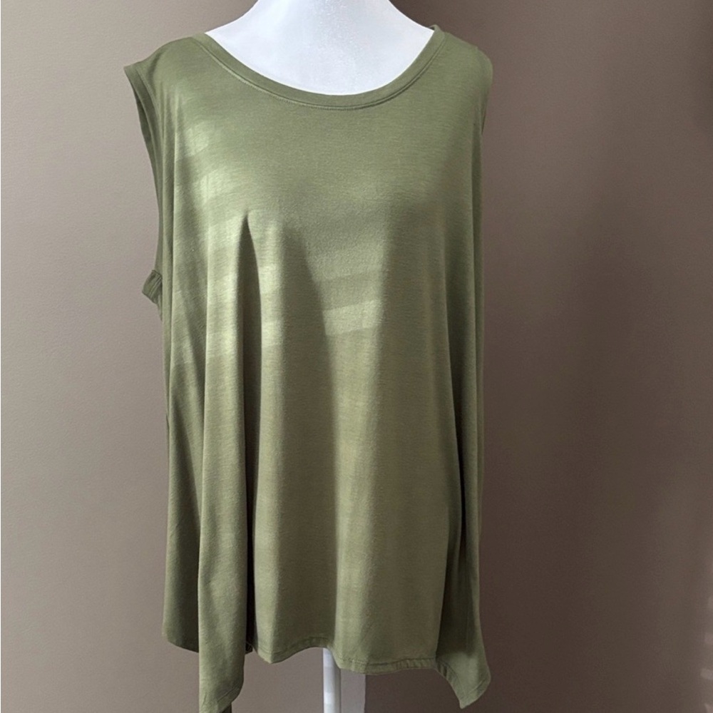 Swing Tank Tunic Plus Size 1X Terra & Sky Sage Green Flowy Casual Top